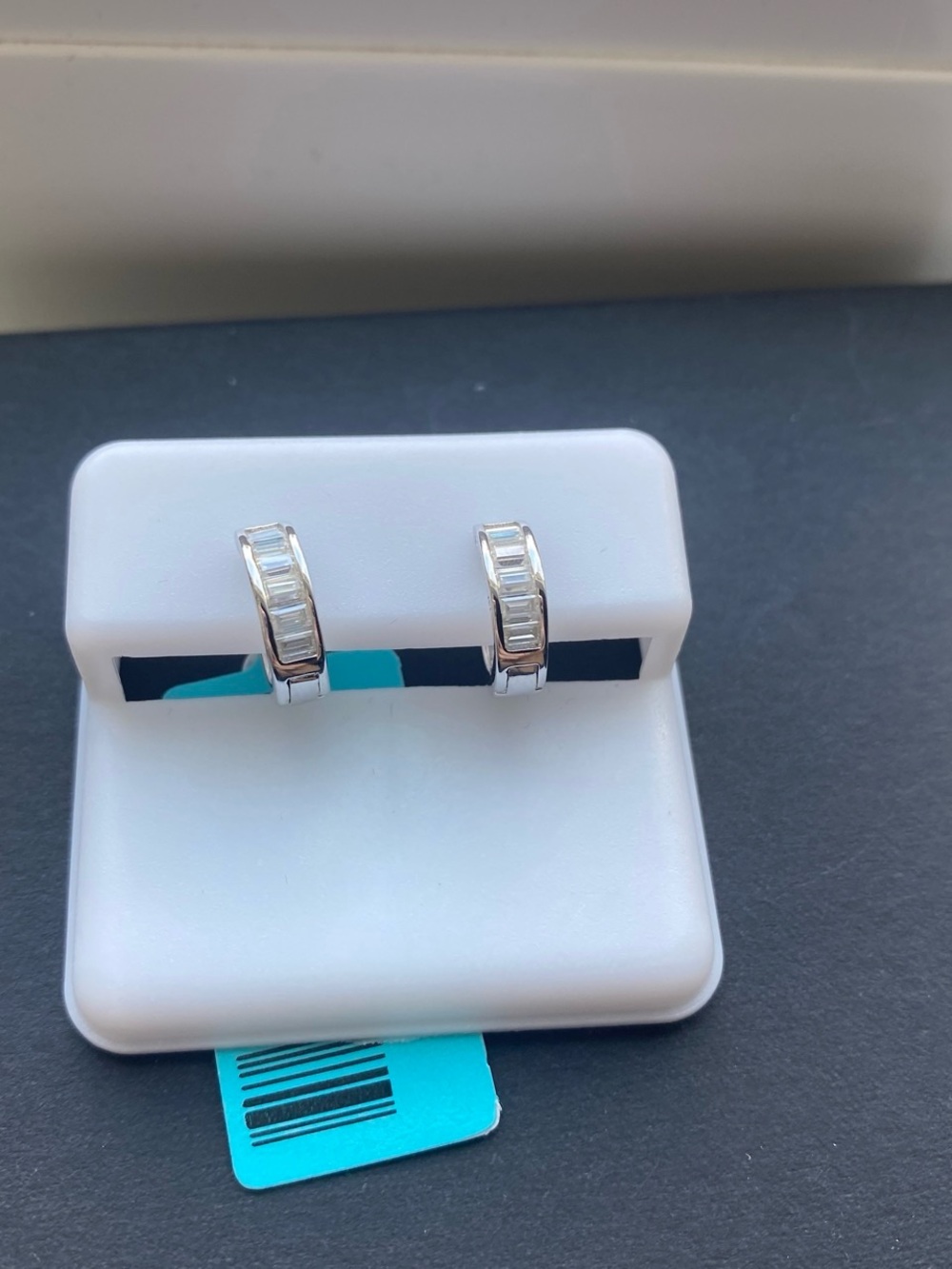 Baguette Cut Moissanite Huggie Earrings
